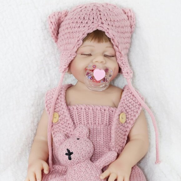 💫 Reborn Baby Dolls Pink Realistic Silicone Full Body Vinyl Dimples Smile Kids - Picture 1 of 6